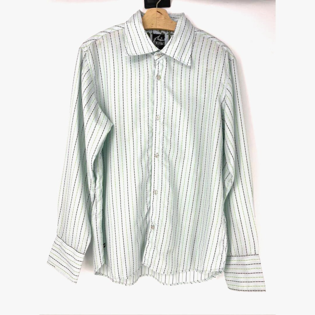 VTG Rusty Men's Lime Green Striped Surf Skate Button up Etsy