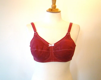 Vintage BALI Hand Dyed Dark Pink Bra 36 C.