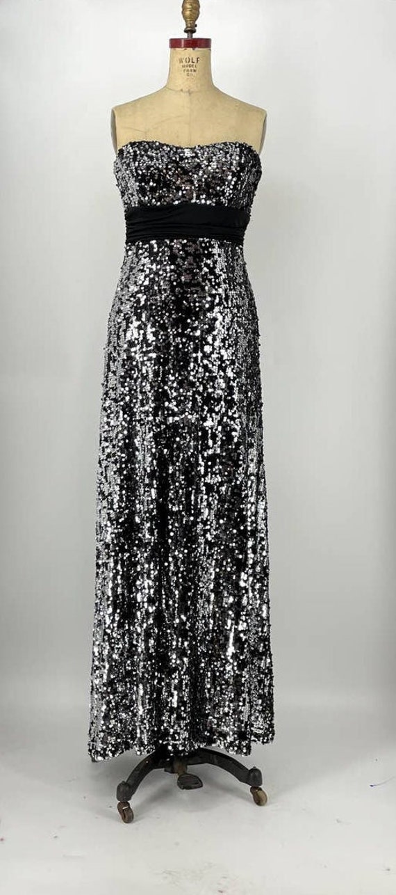 Speechless Black Sequin Strapless Cut out Maxi Dress X large XL
