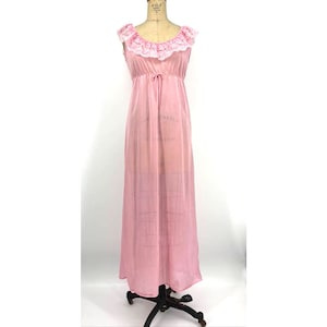 VTG Pink Lace Empire Waist Nylon Maxi Nightgown Medium
