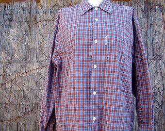 Vintage 90s / BODY GLOVE / Men&#39;s / Plaid / Long Sleeve / Button Up / Shirt / LARGE