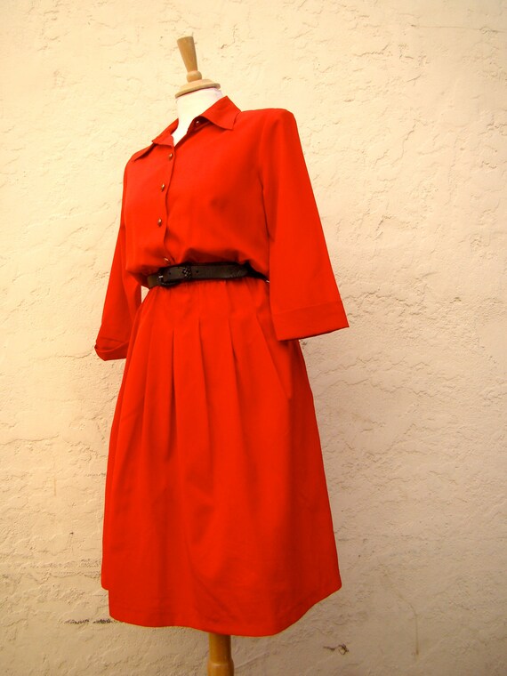 Vintage 80s / Cherry Red / 3/4 / Cuffed Sleeve / … - image 3