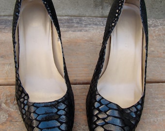 Vintage 80s Black Cocktail Heels Pumps 7.5 M