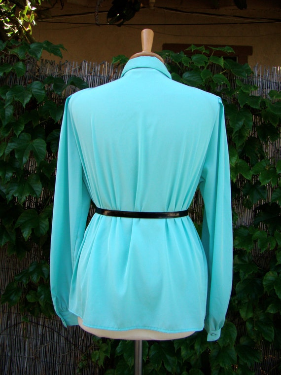 Vintage 80s / Mint Green / Puffed Sleeve / Accord… - image 4