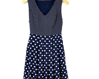 Charming Charlie Navy Blue Polka Dot Sleeveless Dress Size Small S