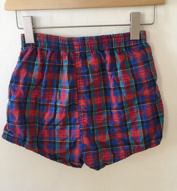 Vintage 70s / Boys / Plaid / Red / Blue / Drawstr… - image 3