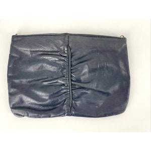 VTG 70 Blue Leather Hinged Clutch Purse