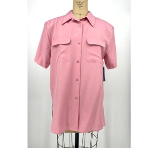Vintage Karen Scott Pink Button Front Short Sleeve Shirt Size Medium NWT