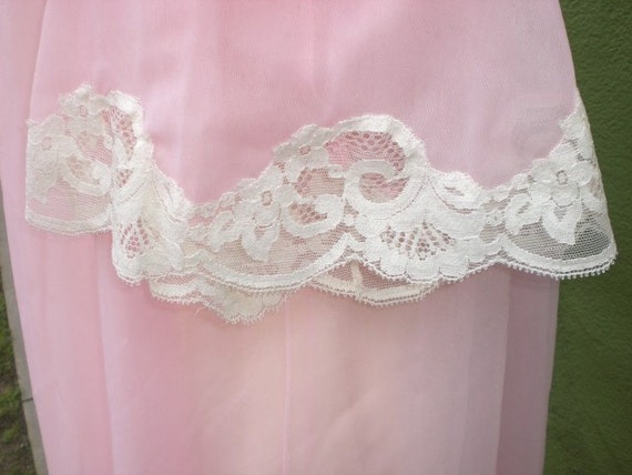 Vintage Kayser 60s Pale Pink and Lace Chiffon Bou… - image 4