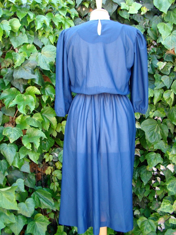 Vintage 70s / Navy Blue / Puffed Sleeve / Accordi… - image 4