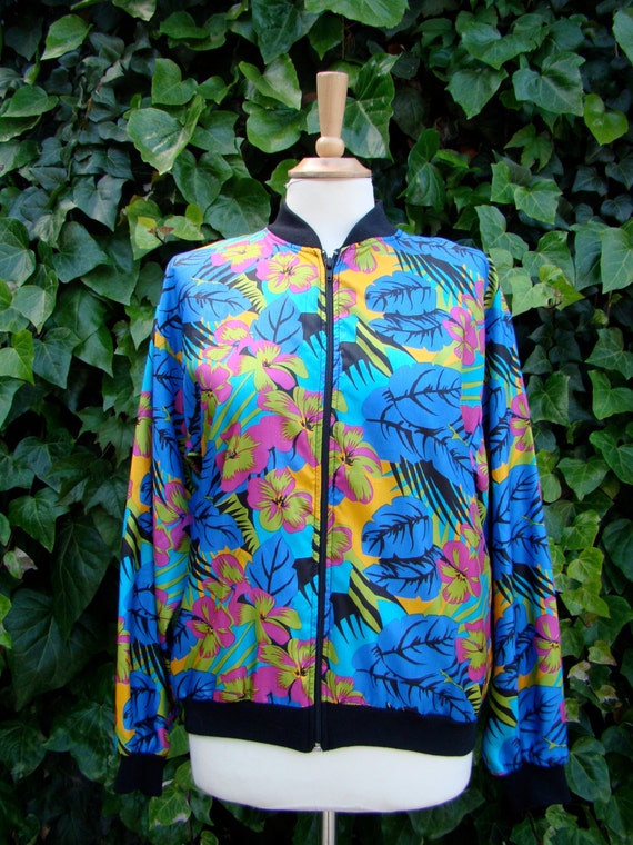 Vintage 80s / Bold Floral / Jacket / SMALL / MEDI… - image 1