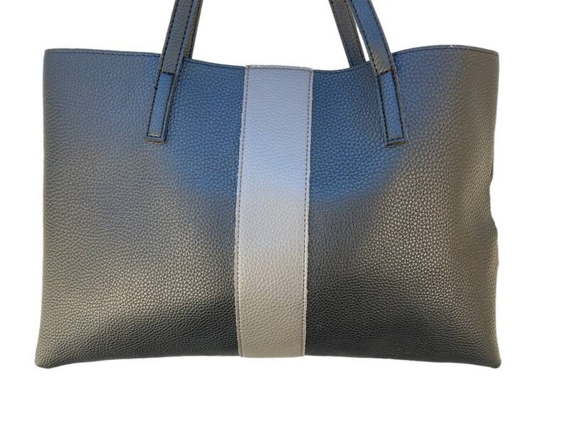 Vince Camuto Tote Bag Black Gray Pebbled Vegan Leather Repair Etsy