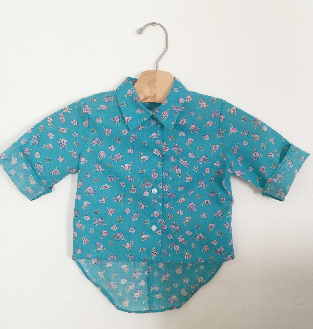 Vintage 80s / Turquoise / Pink and Purple / Floral / Button up / Short ...