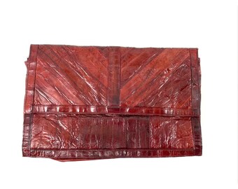 VTG EEL Skin Wine Clutch Purse