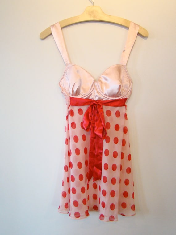 Vintage / Pink and Red / Polka Dot / Baby Doll / N