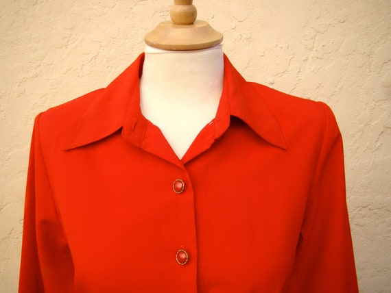 Vintage 80s / Cherry Red / 3/4 / Cuffed Sleeve / … - image 2