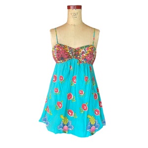 Fire Los Angeles Womens Cami Dress Multicolor Floral Smocked Spaghetti Strap S