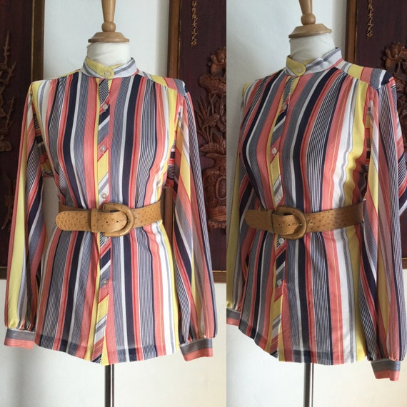 Vintage 80s / Cos Cob / Colorful Striped / Secret… - image 1