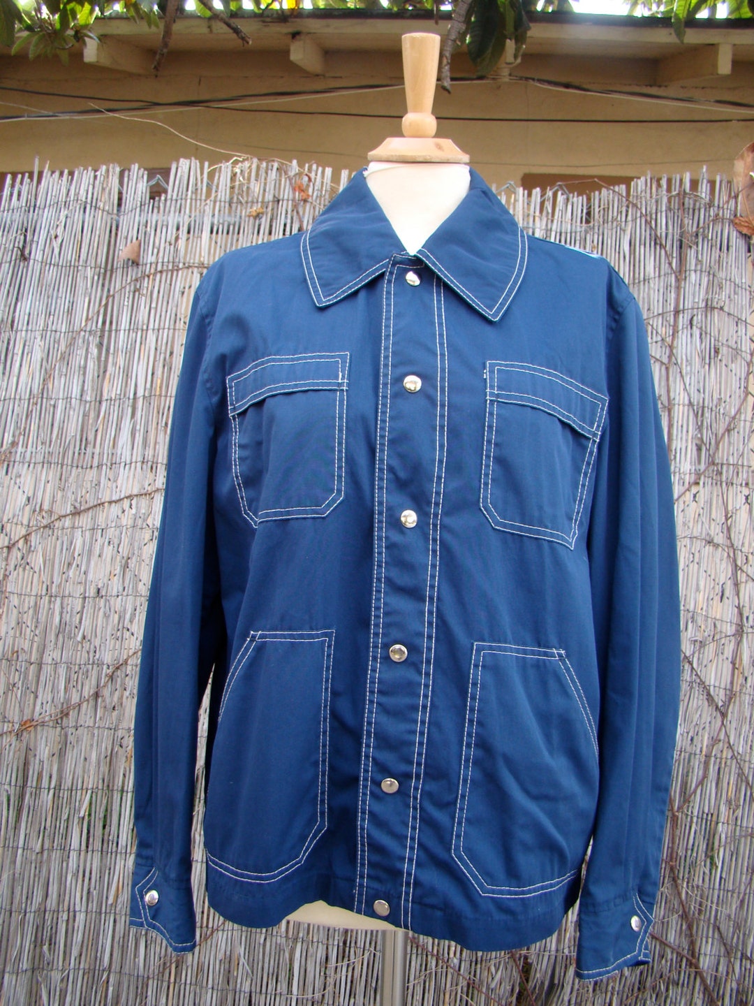 Vintage Navy Blue Men's Mod Snap Jacket MEDIUM - Etsy