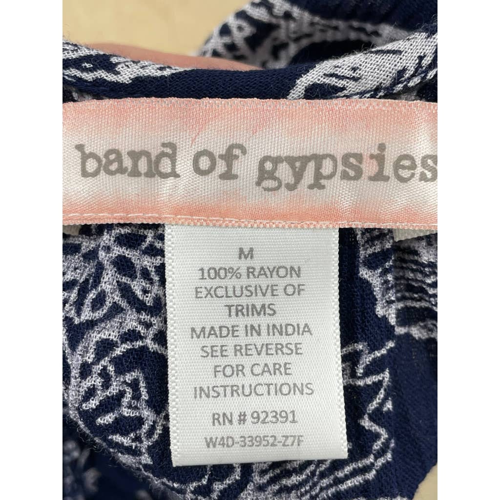 Gypsies Boho Tunic Top Navy Blue Floral 