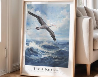 The Albatross Print, Watercolor Illustration Print, Subtle Tay Wall Art, Tortured Poets Digital Print, Scenic Ocean Print, Music Gift Idea