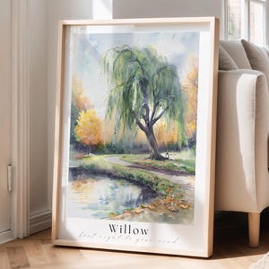 Weide Poster, Aquarell Illustration Druck, Subtile Tay Wandkunst, Ever More Druck, Weidenbaum Druck, Musik Geschenkidee, Landschaftsdruck