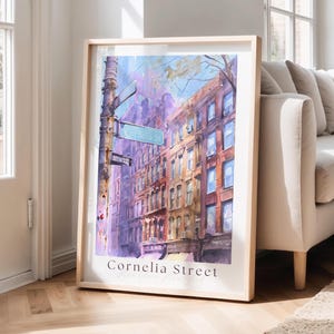 Cornelia Street Digital Print, Muzyka Ścienna, Estetyczny Wydruk Akwarelowy, Sztuka Akwarelowa, Wydruk Miłosny, Wydruk z Nowego Jorku, Dziewczęca Sztuka Ścienna