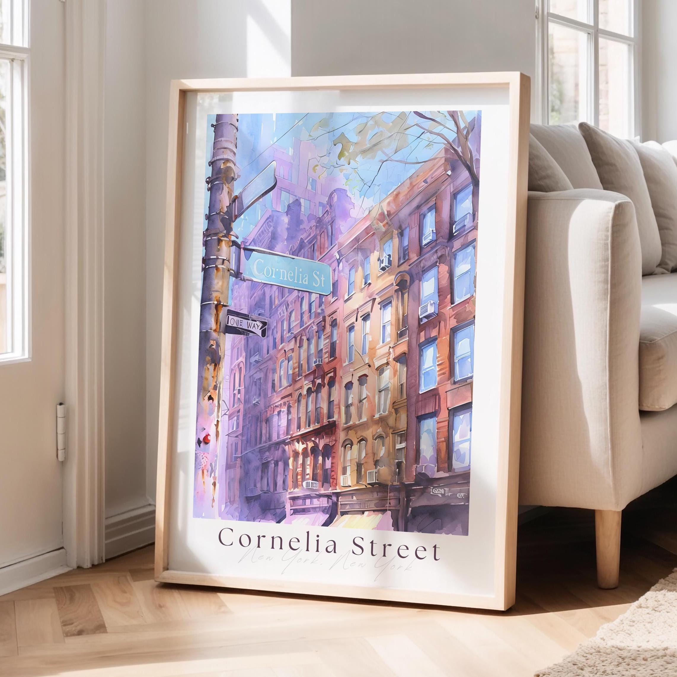 Cornelia Street Digital Print, Music Wall Art, Watercolor Aesthetic Print, Watercolour Art, Lover Print, New York City Print, Girly Wall Art