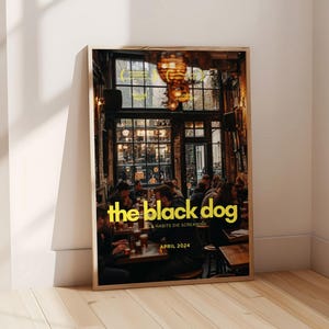 The Black Dog Digital Print, Music Inspired Movie Poster, Moody Dark Wall Art, Digital Download Print, Bedroom Dorm Decor, Music Gift Decor