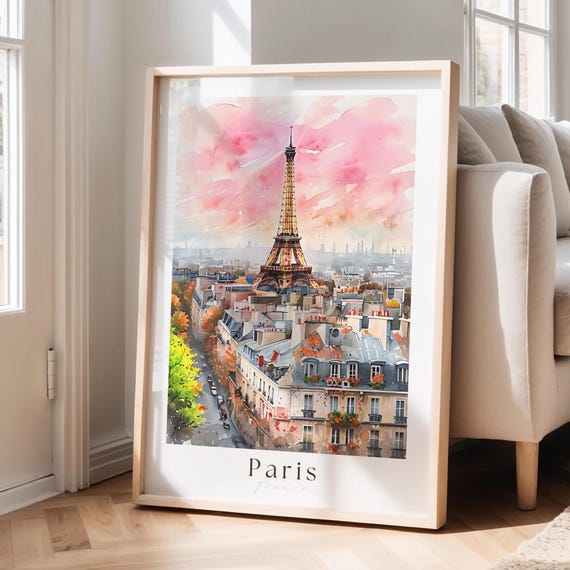 Paris Watercolor Art Print, Paris Travel Wall Art, Paris Hanging Home Décor, Watercolor Digital Print, Art Lovers Gift, Paris France Poster