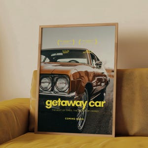Get Away Car Digital Art Poster, Retro Vintage Car, Tay Inspired Movie Poster, Music Gift Decor, Bedroom Dorm Decor, Trendy Digital Print