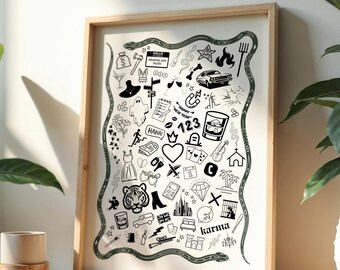 Reputation-Inspired Digital Print Poster, Black and White Digital Print, Digital Art, Downloadable Poster, Bedroom Dorm Poster, Wall Art