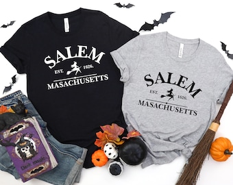 Salem Massachusetts Halloween T-shirt, Spooky shirt for her, Trendy Witch Shirt, Halloween Party Shirt, Salem Broom Company Outfit Gift