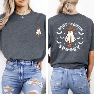 Western Halloween T-Shirt, Cowboy Ghost Shirt, Boot Scootin Spooky Shirt, Southern Halloween Gift, Halloween Sweater, Spooky Season Outfit