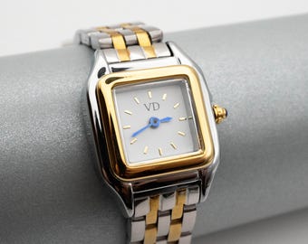 Vintage Vivani Accutime Gold Tone Stainless Quartz Square Face Watch Japan Movt Accutime Vivani Gold Tone Quartz Watch CZ Crystal Square  main image 4