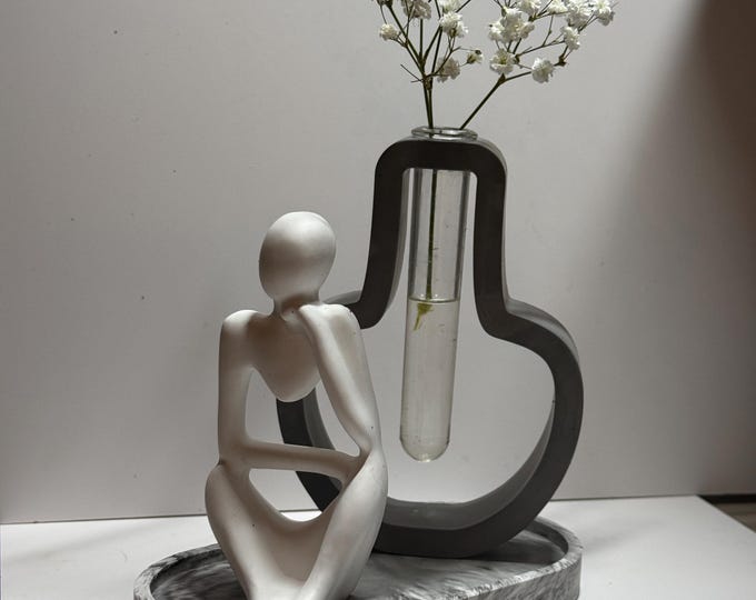 Decorative Sculpture Vase – Seated Figure with Flower Tube