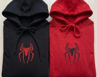 Spiderman Embroidered Hoodie 2026, Spider Logo Oversized Pullover, Matching Couple Sweatshirt, Y2K Gothic Streetwear, Superhero Gift for Him