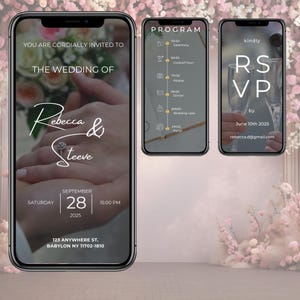 Romantic Wedding Invitation Template canva, Digital Wedding Invitation template - editable wedding invites minimalist, invitation video