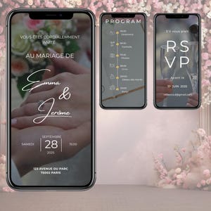 Romantic Wedding Invitation Template canva, Digital Wedding Invitation template - editable wedding invites minimalist, invitation video