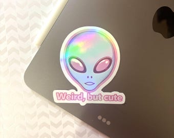 Sticker vinyle extraterrestre étrange | Sticker étanche pour ordinateur portable
