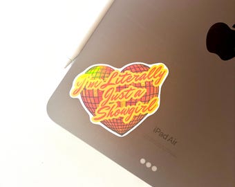 I'm Literally Just a Showgirl Sticker | Glossy Holographic Decal for Laptops, Notebooks, or Water Bottles | Waterproof Vinyl Stickers