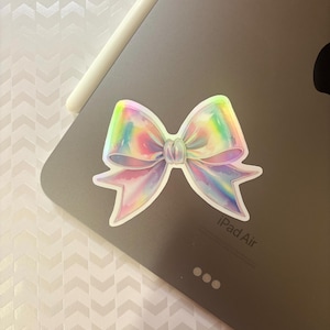 Holographic Pink Bow Sticker | Vinyl Stickers | Glossy Holographic Decal for Laptops, Notebooks, or Water Bottles | Waterproof