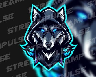 Custom Night Wolf Logo for Twitch, YouTube, Kick | Gamer Logo, VTuber Logo, Mascot Design, Stream Branding