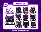 24 Black Cat Animated Emotes, Twitch Emotes, Black Cat GIF Emotes for Streaming, Emotes for Discord, High-Quality Animated Emote Pack