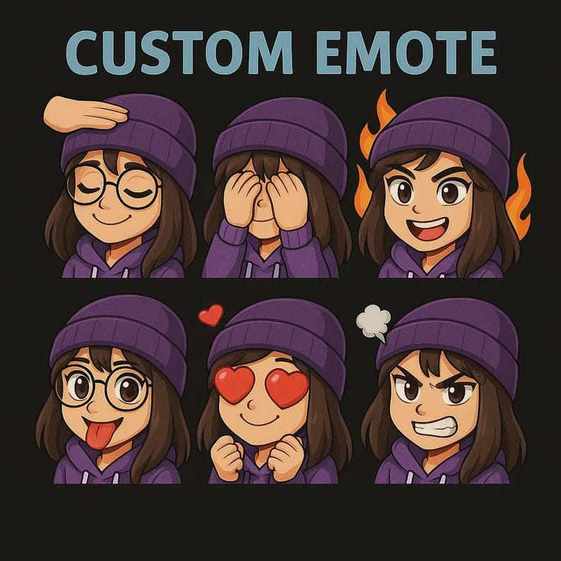 6 Custom Animated Emotes / Twitch, Discord, Youtube / Cute Chibi Style ...