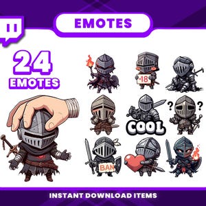 24 Medieval Warrior Emote Pack, High-Resolution Twitch Emotes, Discord Emotes, PNG Emotes for Streamers, Unique Emotes for Twitch