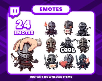 24 Medieval Warrior Emote Pack, High-Resolution Twitch Emotes, Discord Emotes, PNG Emotes for Streamers, Unique Emotes for Twitch