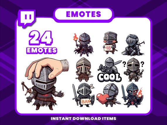24 Medieval Warrior Emote Pack, High-Resolution Twitch Emotes, Discord Emotes, PNG Emotes for Streamers, Unique Emotes for Twitch