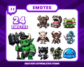 24 Monsters Emote Pack, hochauflösende Twitch Emotes, Discord Emotes, PNG Emotes für Streamer, Einzigartige Emotes für Twitch, Chibi Emote