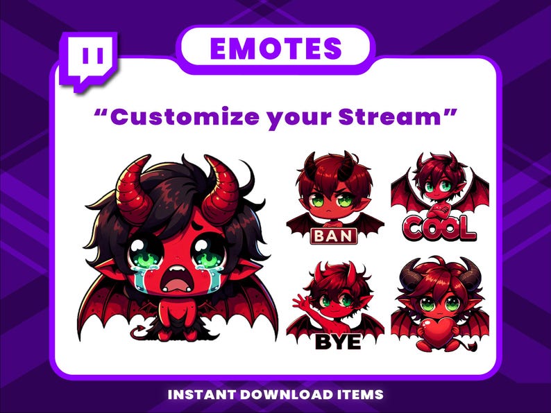 Demon Emote Set 24 Red Demon Emote Pack, High-resolution Twitch Emotes, Discord Emotes ...